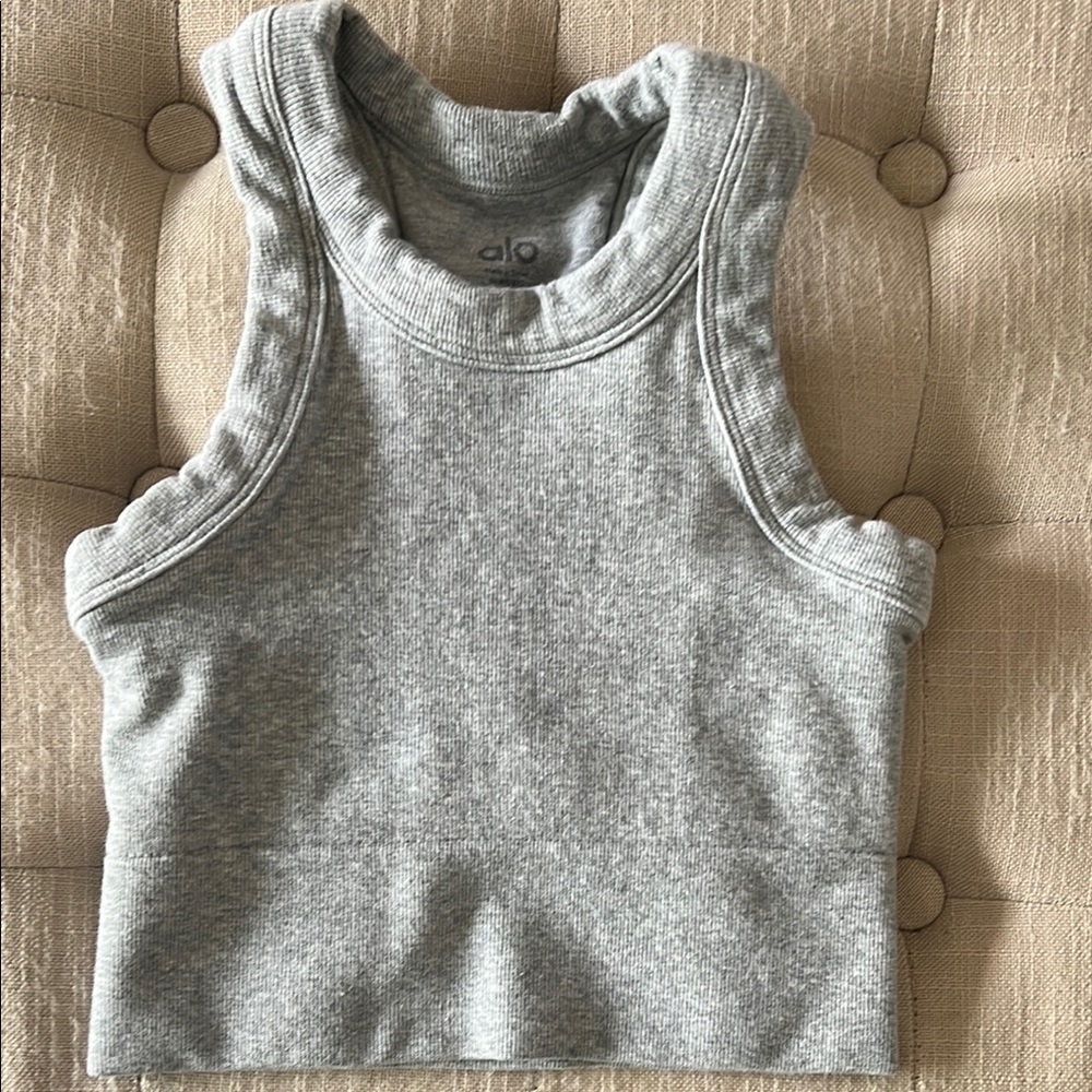 ALO Yoga Gray Ribbed Tank Top
